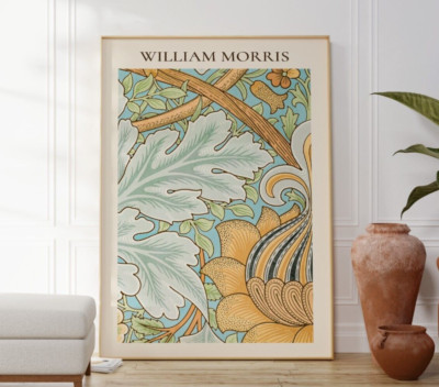 William Morris Botanical Pattern Illustration Poster, Vintage Home Art Print