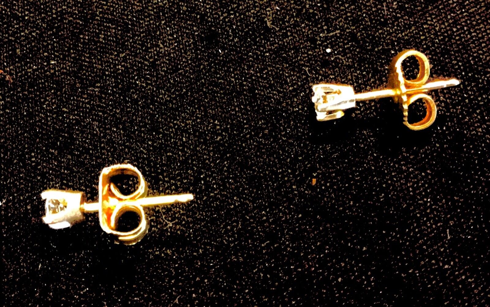 Set of 14 karat yellow gold Diamond pierced  Earr… - image 5