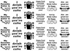 Food Drink Humor 25 pcs 1 Inch Black Fused Glass Decals