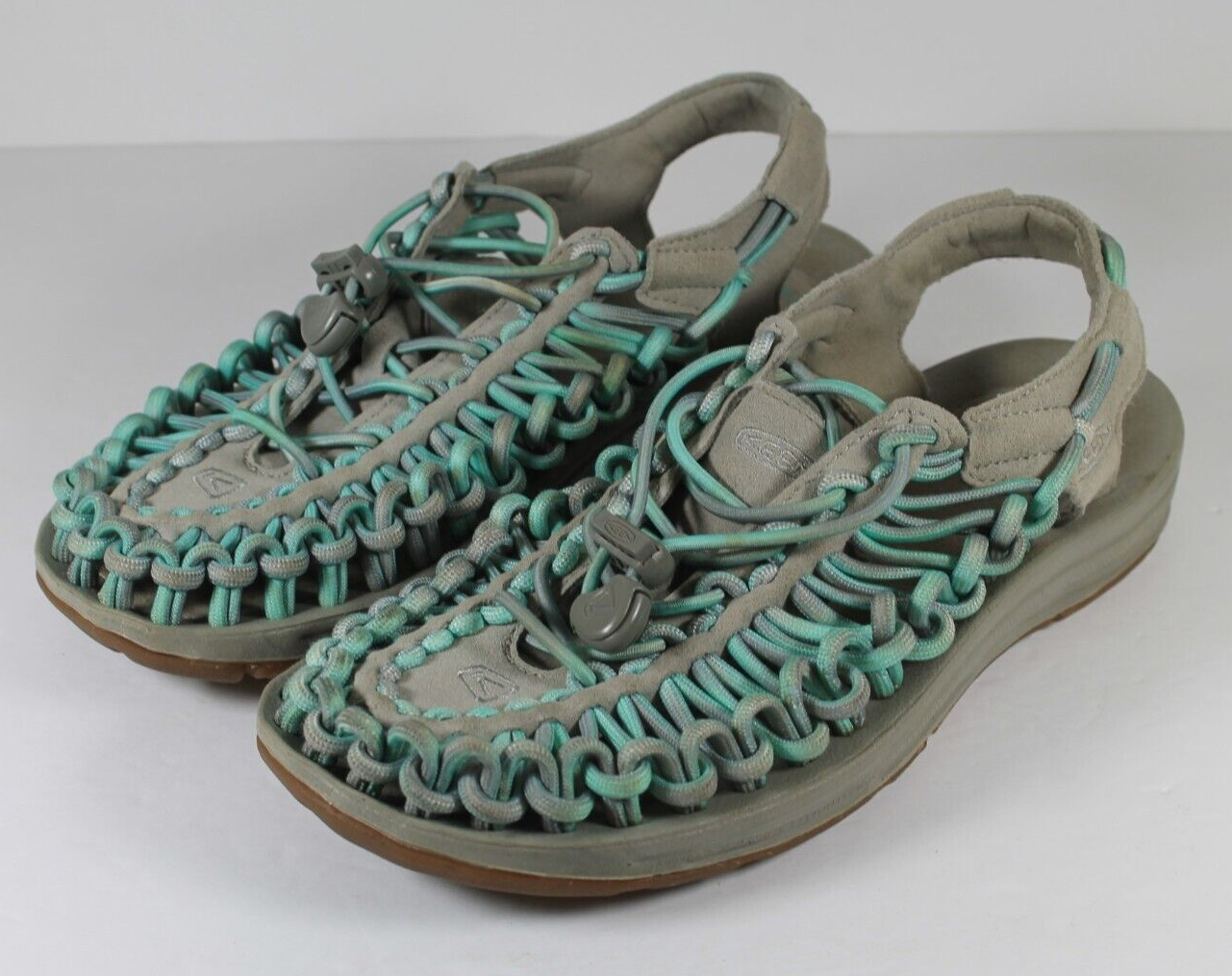 Sandali slip on Keen donna Uneek grigio e verde acqua corda rotonda casual taglia 6 5