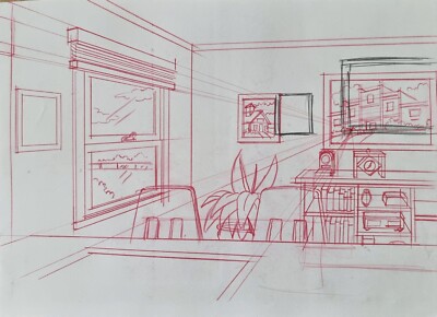 Seltene Simpsons TV Show Original Hintergrund Animation Kunst Cel Zeichnung Simpson #74