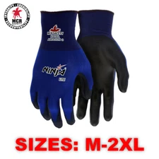 MCR Safety N9696 Ninja Lite Polyurethane Nylon Coated Work Gloves (Sizes: M-2XL)