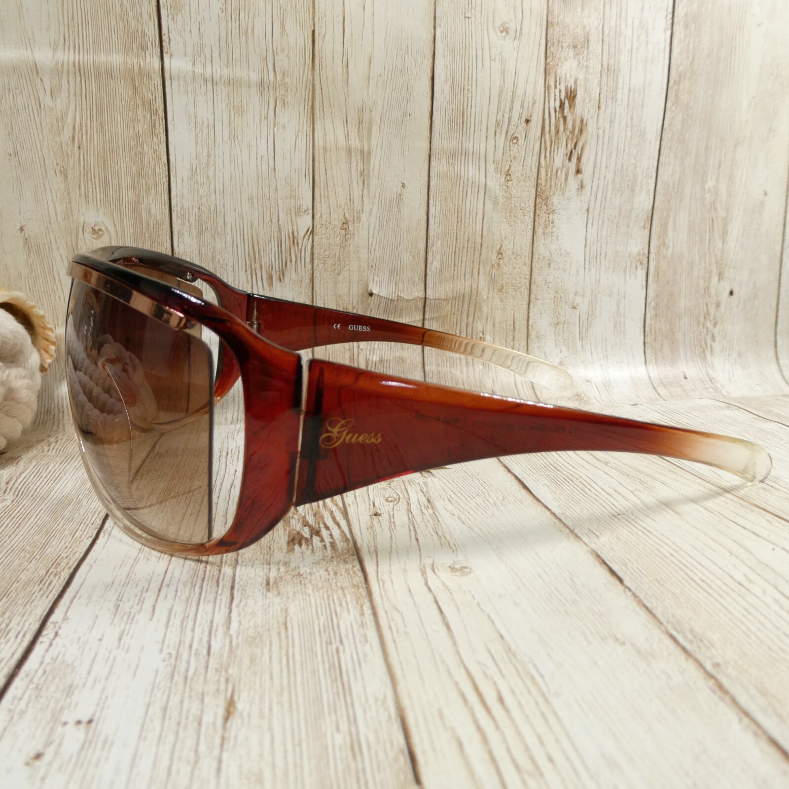 Guess Transparent Brown Gradient Wrap Sunglasses … - image 7