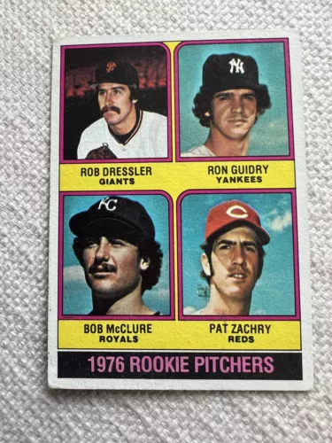 1976 Topps - 1976 Rookie Pitchers #599 Ron Guidry, Bob McClure, Pat Zachry (RC)