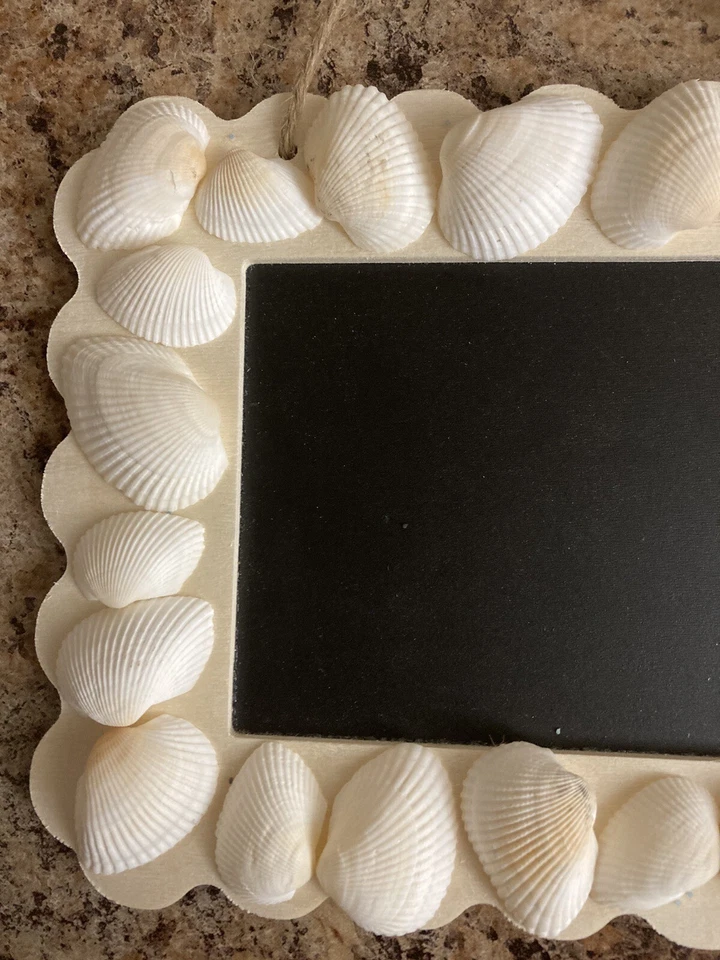 Mini Wood Chalk Message Board Sea Shell Border 7.5” X 6” Kitchen Den - Image 2 of 3