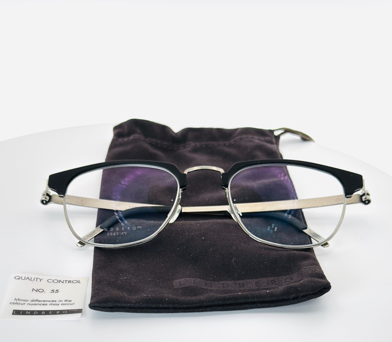 LINDBERG STRIP 9843 20/10240 P10 Black Browline Eyeglasses 49-21-135 B:43