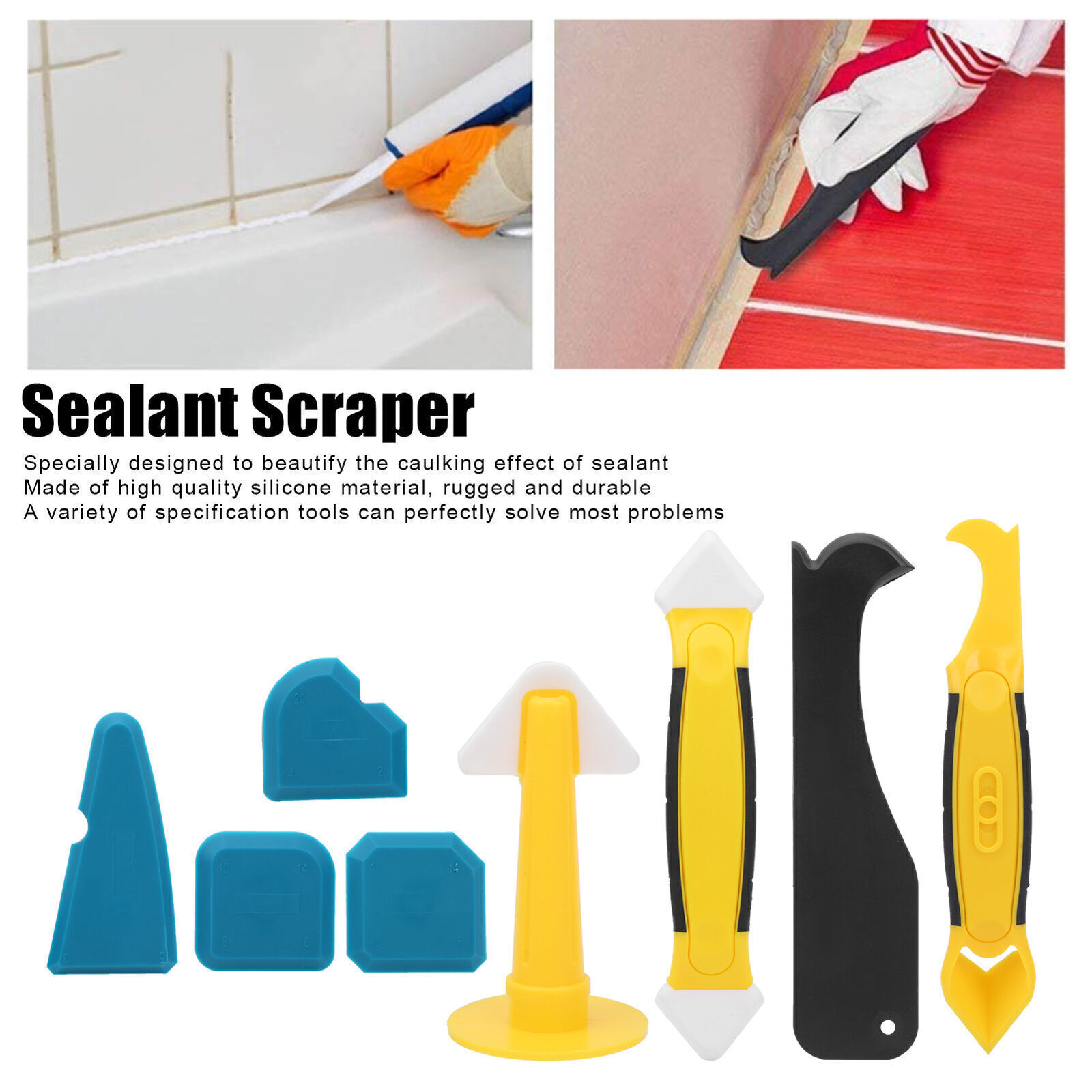 8pcs/set Caulking Finisher Tool Portable Silicone Sealant Spatula Scraper Shovel