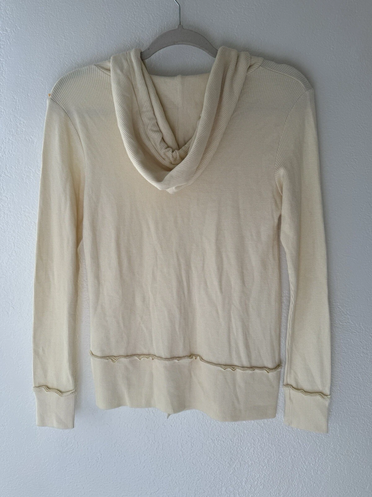 OFF WHITE Felpa con cappuccio LNA taglia XS avorio giallo waffle termica dorian comoda