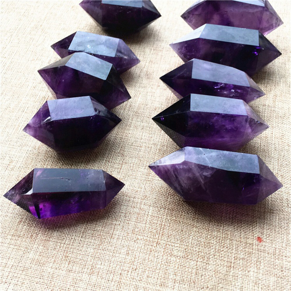 3PCS Natural Purple Amethyst Quartz Crystal Point Wand Obelisk Healing LH02