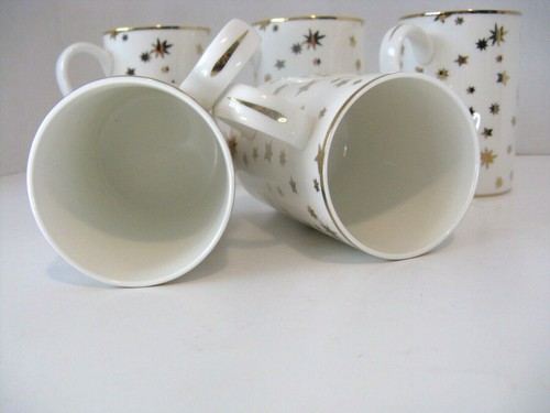 Galaxy White by Sakura Set of 5 Fine Porcelain 4-1/4" Mugs 14k Gold EUC - Picture 5 of 6