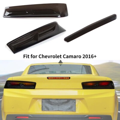 Smoked Taillight & Third High Brake Lamp Cover Trim Kit For Chevy Camaro 2016-18