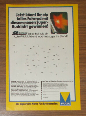 Rare Advertising VARTA Batteries SL Electronic Bicycle Giveaway 1979