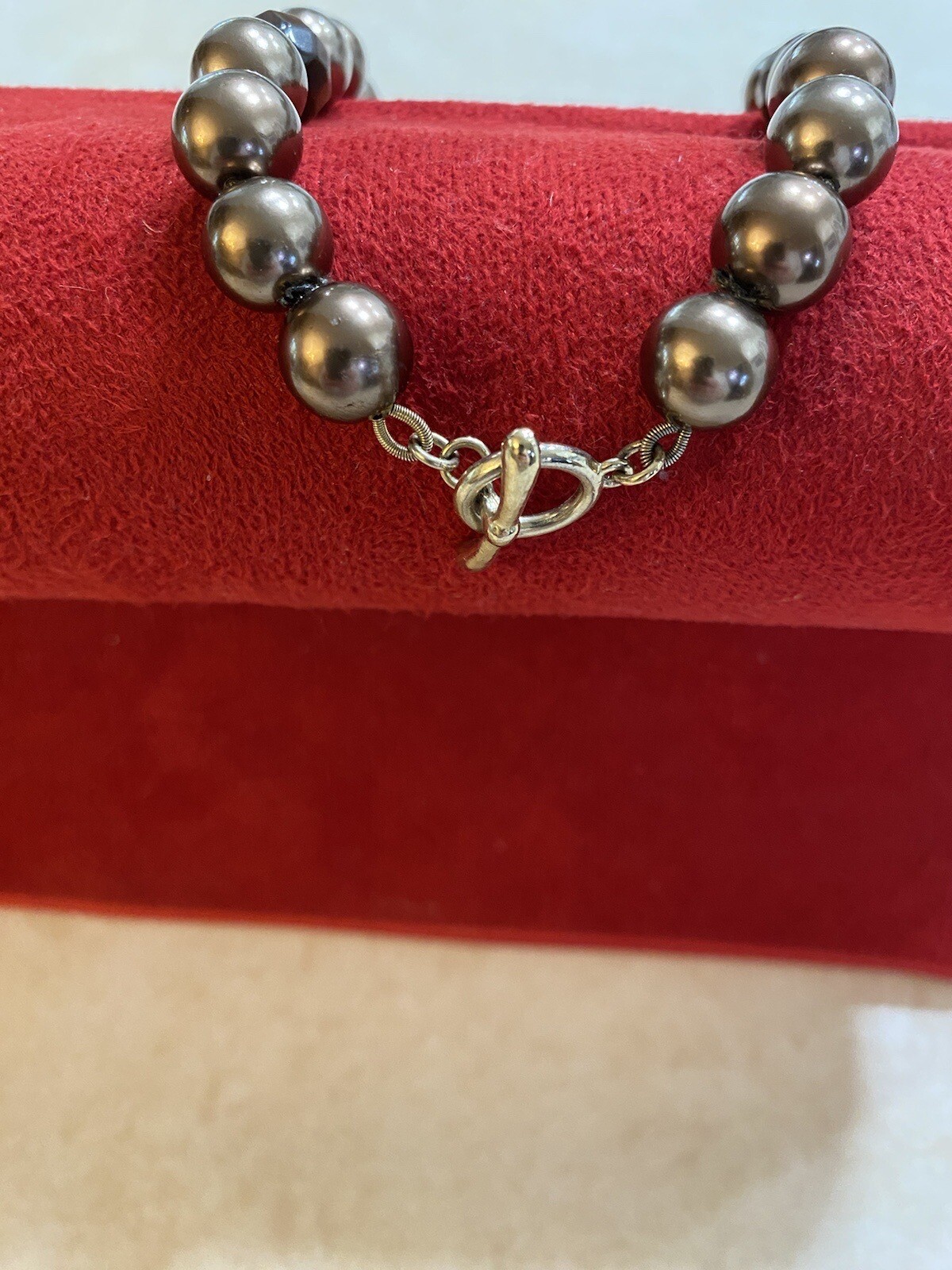 Vintage Monet Large Beads Necklace Hand Knotted Faux Pearl & Faceted Glass Beads