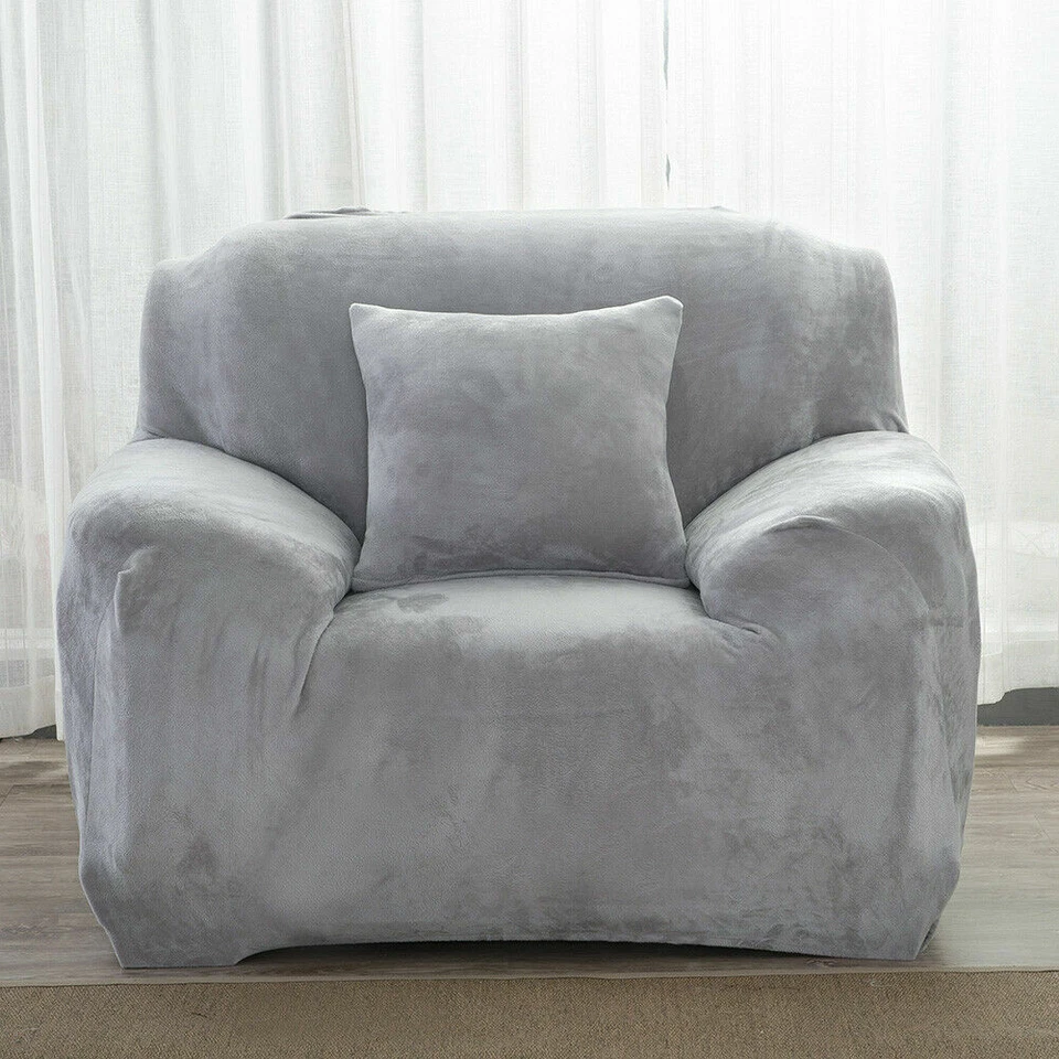 1–4 Seat Stretch Sofa Covers Couch Chair Slipcover Velvet Plush Protector Decor - Image 2 of 4