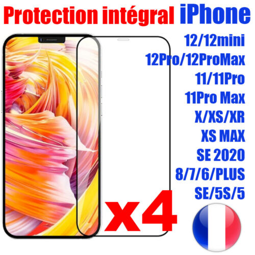 VERRE TREMPE pour iPhone PROTECTION ECRAN INTEGRAL 11 12 PRO MAX SE 6 7 8 X XR - Photo 1/26