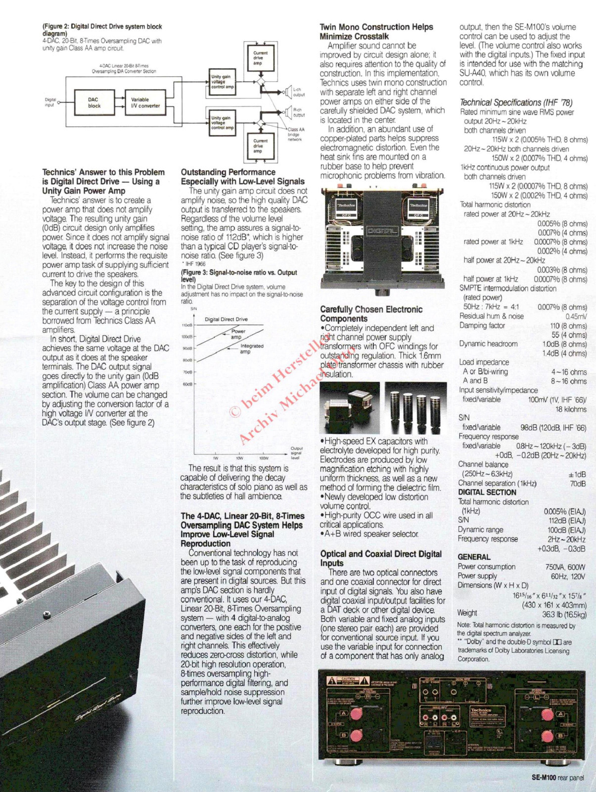 Technics SEM100 Digital Reference Dual Mono Power Amplifier Open to