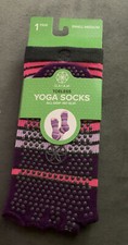 GAIAM TOELESS YOGA SOCKS SMALL/MEDIUM ONE PAIR FITS SHOE SIZE 5-10 MULTI STRIPE