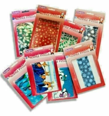 CHRISTMAS BIRTHDAY CAKE FRILL Culpitt Banding Ribbon Star Holly All Colours