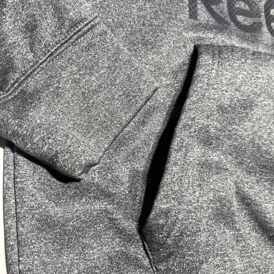 Sudadera con Capucha Reebok Para Hombre Gris Medio Polar Activo Jersey Capucha Colofonia Negro Logo Foto 2 de 4