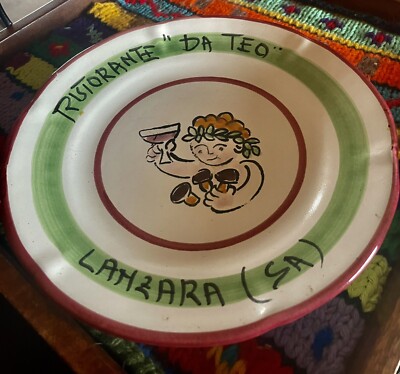 Beautiful Vitri ceramic plate from restaurant in Lanzara, Sardinia.Italy