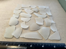 R127 Genuine Surf Tumbled Sea Glass/Clear Snow-Frosted Beach Glass 4oz Approx.