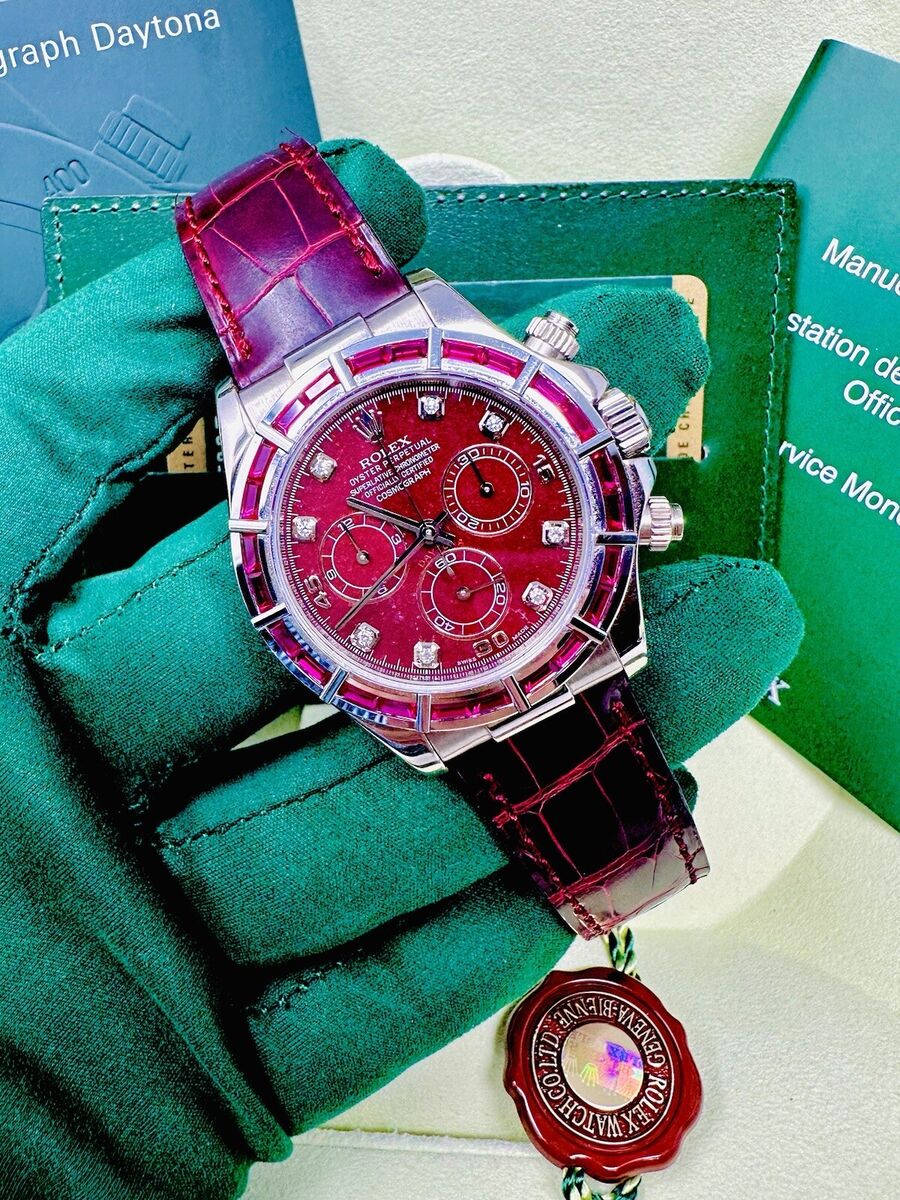 Rolex Daytona 116589SALV White Gold Ruby Set Bezel Rubbelite Rolex Daytona 116589SALV White Gold Ruby Set Bezel Rubbelite