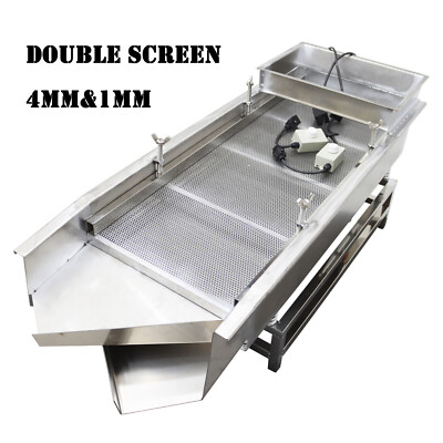 110V Stainless Double Layers Linear Vibrating Screen with 1mm&4mm Screen 80W*2