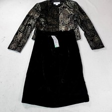Vintage Whimsigoth Blazer Skirt Set 10 Black Velvet Floral Vamp Fairy Grunge
