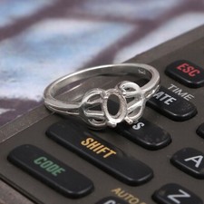 Semi Mount Ring Stone Setting Size 6X4 MM Oval Shape 925 Sterling Silver Ring