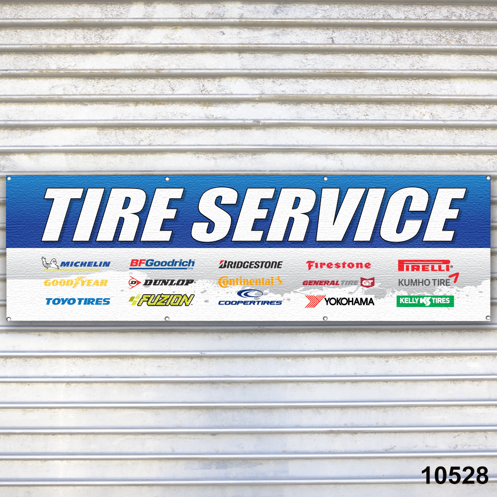 Tire Service Banner Sign Auto Repair Tire Dealer Service Bay Garage