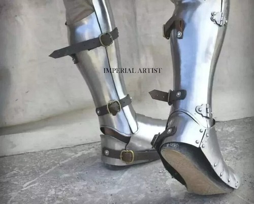 Medieval Steel Greaves Armour Pair With Sabaton Sca Combat Fighting Armour - Picture 5 of 6