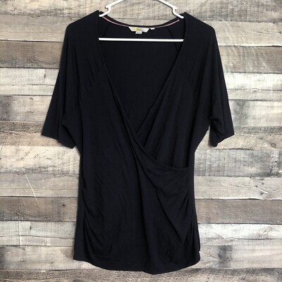 Boden Top Cross Front V-Neck Blouse Top Navy Blue Size US14