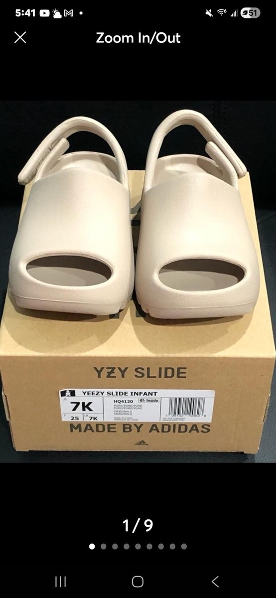 adidas Yeezy Slide Infant Pure Beige Rubber Sandals 7K Unisex Baby