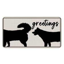 Funny Dog Greetings Welcome Mat for Front Door Indoor Outdoor Entrance 06child