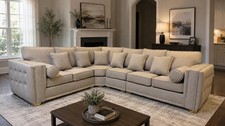Luxury |Alaksa Corner Sofa | Full Back |Mink Colour|Left & Right | Extra Pillows