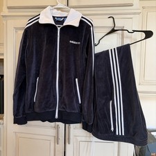 Adidas Beckenbauer Velour Track Suit Navy Set- jacket M, pants S