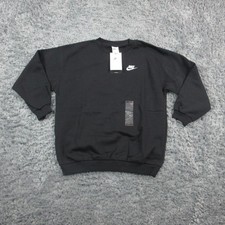 Nike Sweatshirt Kids Large Black Oversized Crewneck Fleece Pullover Swoosh NWT