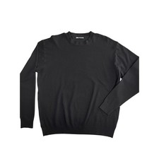 Zara Sweater Mens Large Black Crew Neck Viscose Blend Long Sleeve 2621/310/800/L