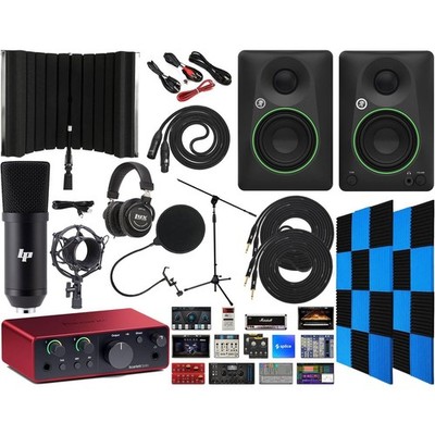 Focusrite Scarlett 2i2 4th Gen Studio Bundle with CR3.5 Monitors, Mic & Gear Set