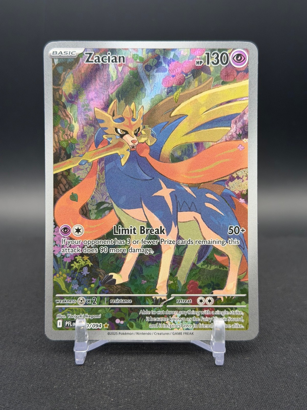Zacian 100/094 Me02: Phantasmal Flames Holo Pokemon Card