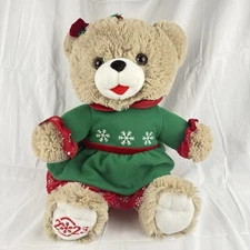 Holiday Time 2023 Snowflake Teddy 20” Brown Bear Christmas Green Red Sweater