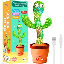 Rechargeable Dancing Talking Cactus Toy Mimics Back, Singing Mimicking Cactus...