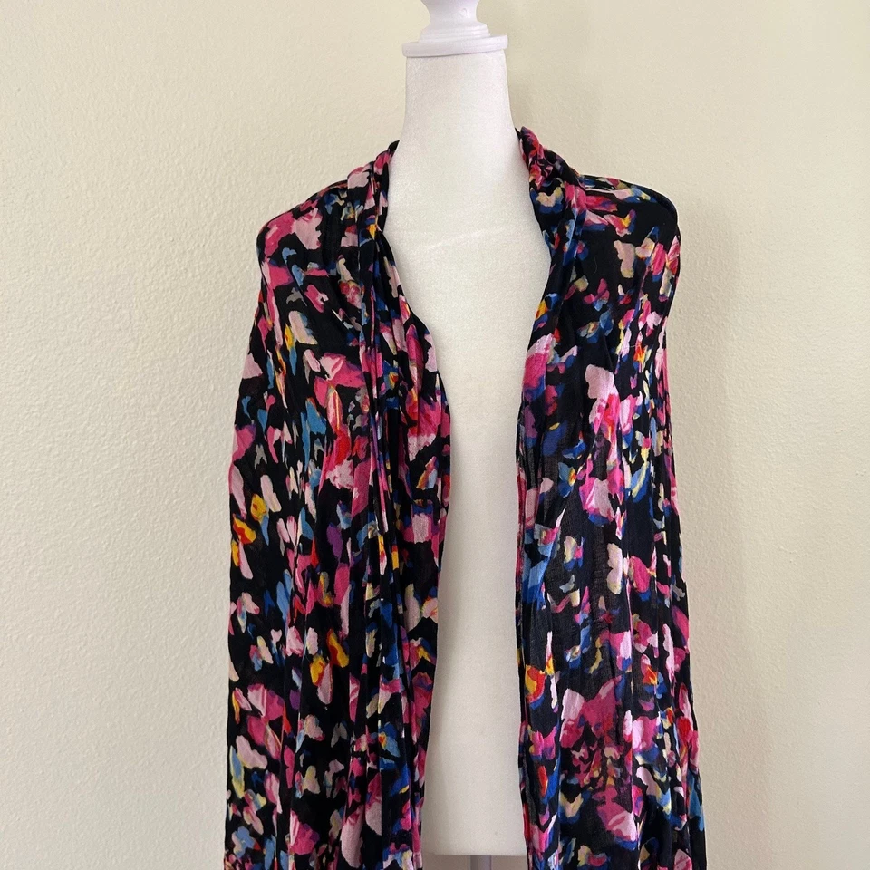 Stella & Dot Scarf Black Multicolor Butterfly Shawl Wrap Winter Accessories - Image 4 of 4