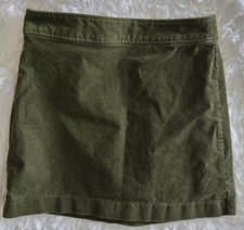J.Crew Corduroy Mini Skirt Womens Size 4 Green Olive Zip Back Stretch Casual