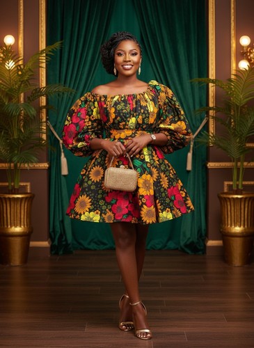 African print dress, floral print dress, maxi dress, African clothing for Women