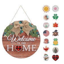 Welcome Sign for Front Door Decor with 14 Changeable Icons, Welcome Home