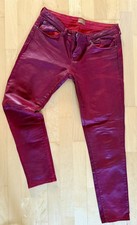 Trendige beschichtete Skinny HEARTLESS Jeans rot Gr. 36 38 S M Hose Leder