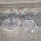 Vintage Anchor Hocking 12 oz Casserole Clear Glass Lot of 3 Dishes Plus 1 Top