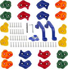 20pc Rock Wall Climbing Holds Kids Indoor Outdoor Playground Set with Handles