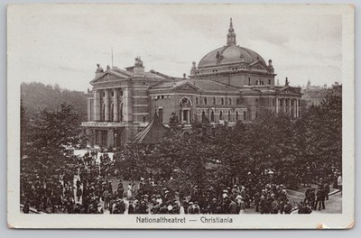 Nationaltheatret Nationaltheater Christiania Oslo Norwegen Postkarte; Mittelansicht